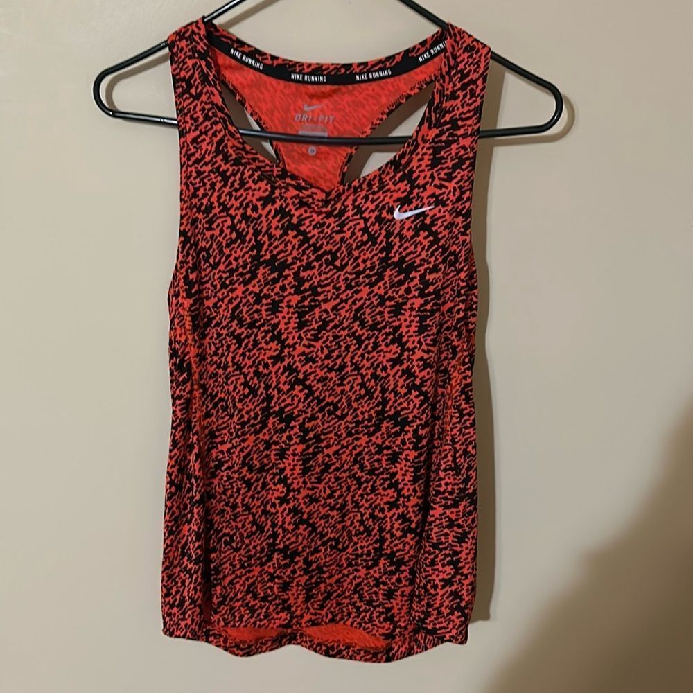 Nike Orange and Black Patterned Tank Top Size M